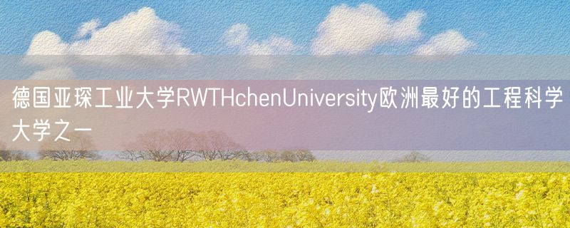 德国亚琛工业大学RWTHchenUniversity欧洲最好的工程科学大学之一