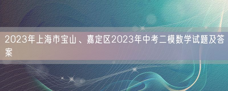 2023年上海市宝山、嘉定区2023年中考二模数学试题及答案